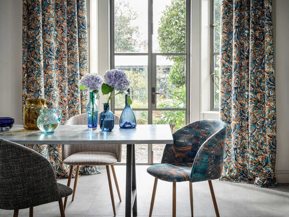 Hillcrest Velvet - Teal/Spice - CLARKE AND CLARKE Fabric
