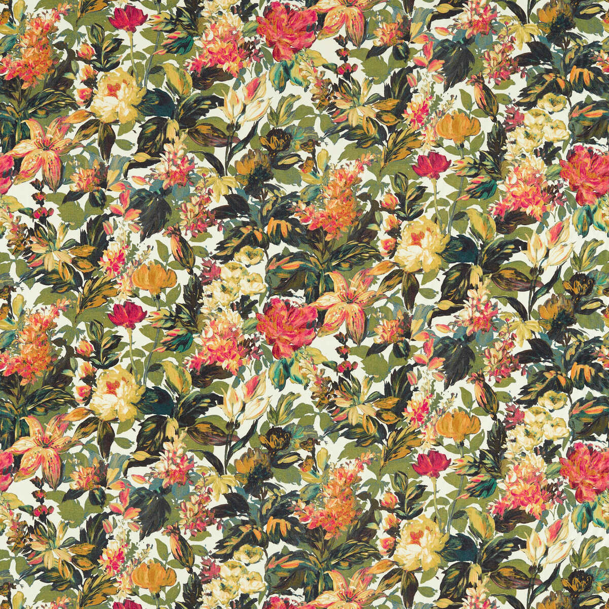 Lilum - Olive Raspberry - CLARKE AND CLARKE Fabric
