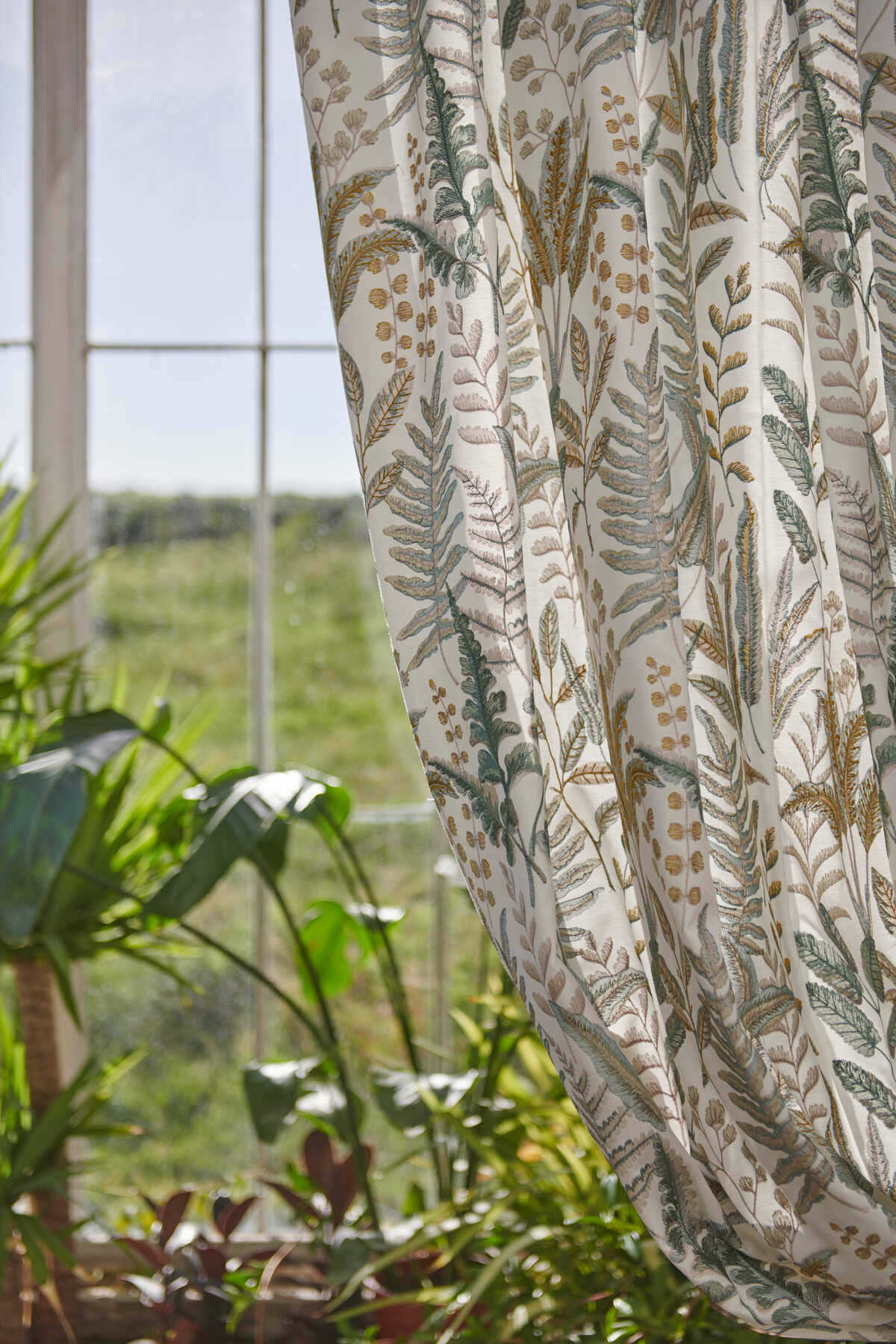 Lilum - Olive Raspberry - CLARKE AND CLARKE Fabric