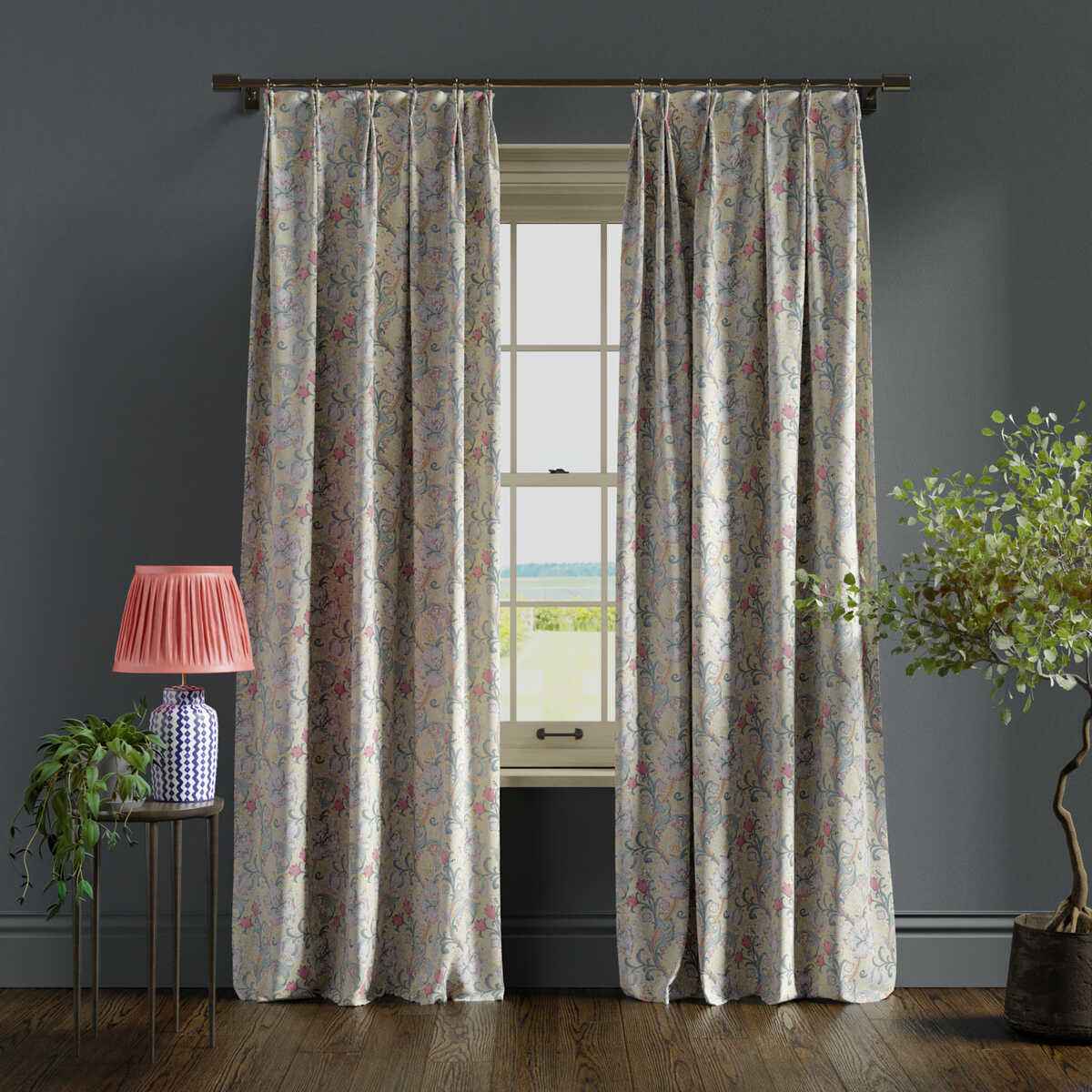 F167701cac0 Golden Lily Dove Plum Clarke And Clarke Fabric - CLARKE AND CLARKE Fabric