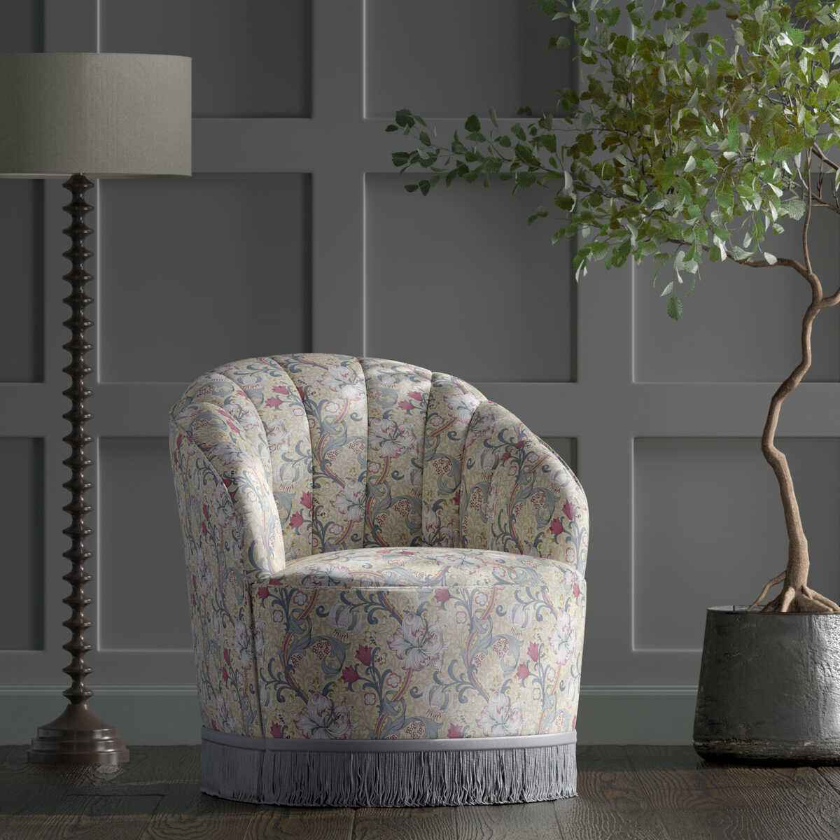 F167701cac0 Golden Lily Dove Plum Clarke And Clarke Fabric - CLARKE AND CLARKE Fabric