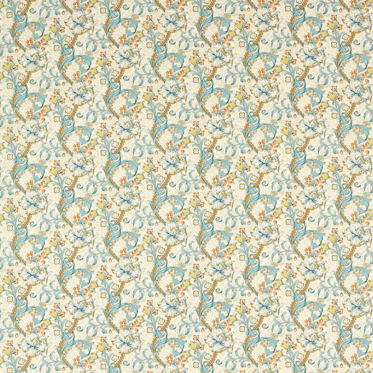 Golden Lily - Linen/Teal - CLARKE AND CLARKE Fabric