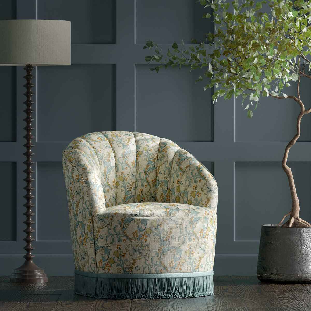 F167704cac0 Golden Lily Linen Teal Clarke And Clarke Fabric - CLARKE AND CLARKE Fabric