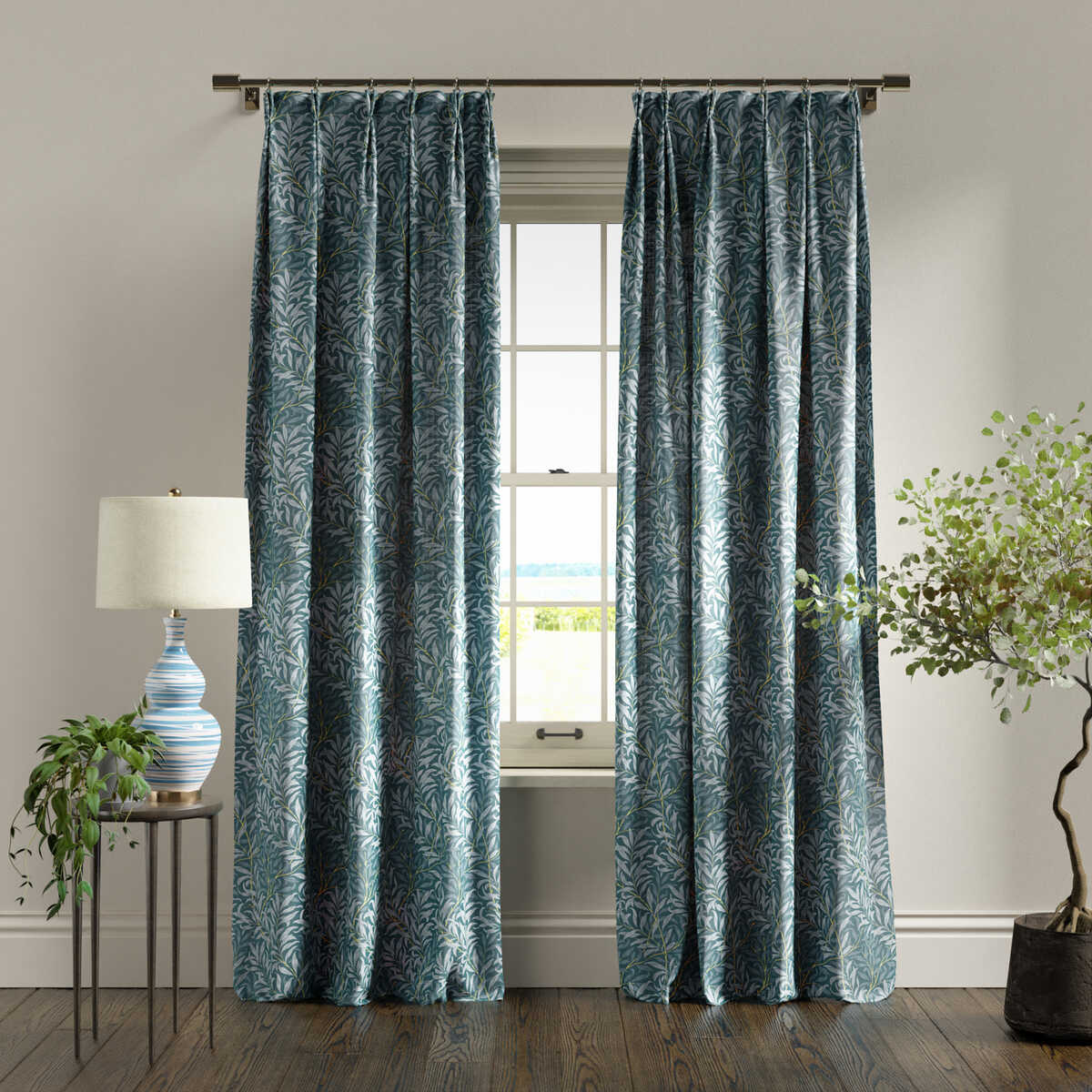 Willow Boughs - Denim - CLARKE AND CLARKE Fabric