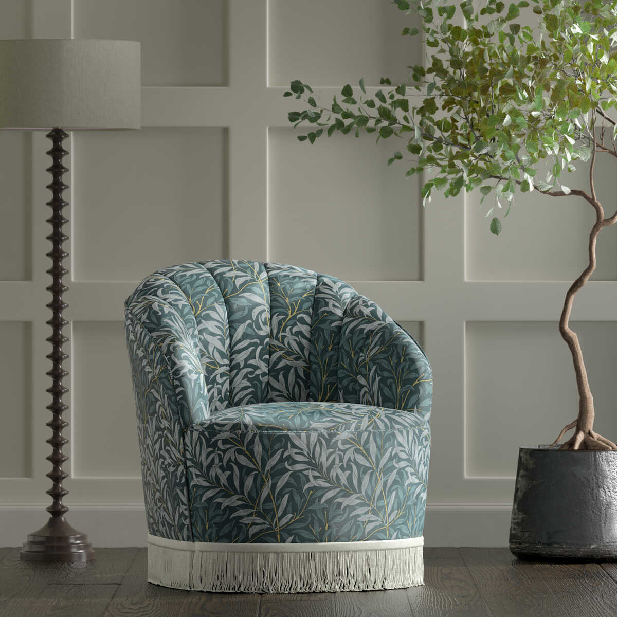 Willow Boughs - Denim - CLARKE AND CLARKE Fabric