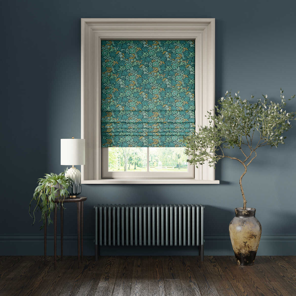 Mallow - Teal - CLARKE AND CLARKE Fabric