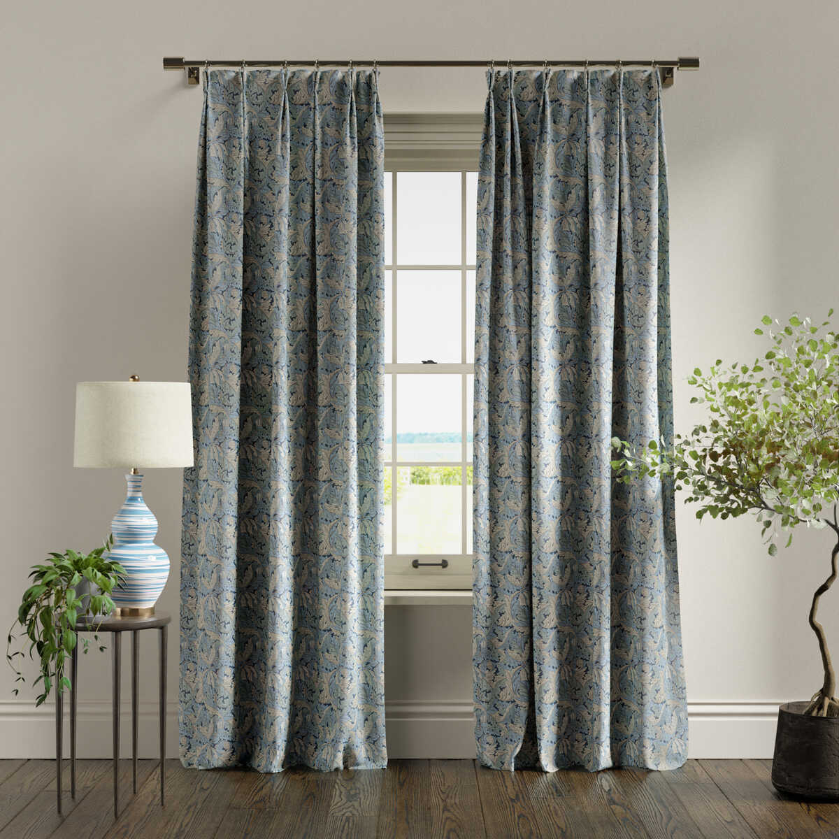 Acanthus - Denim - CLARKE AND CLARKE Fabric