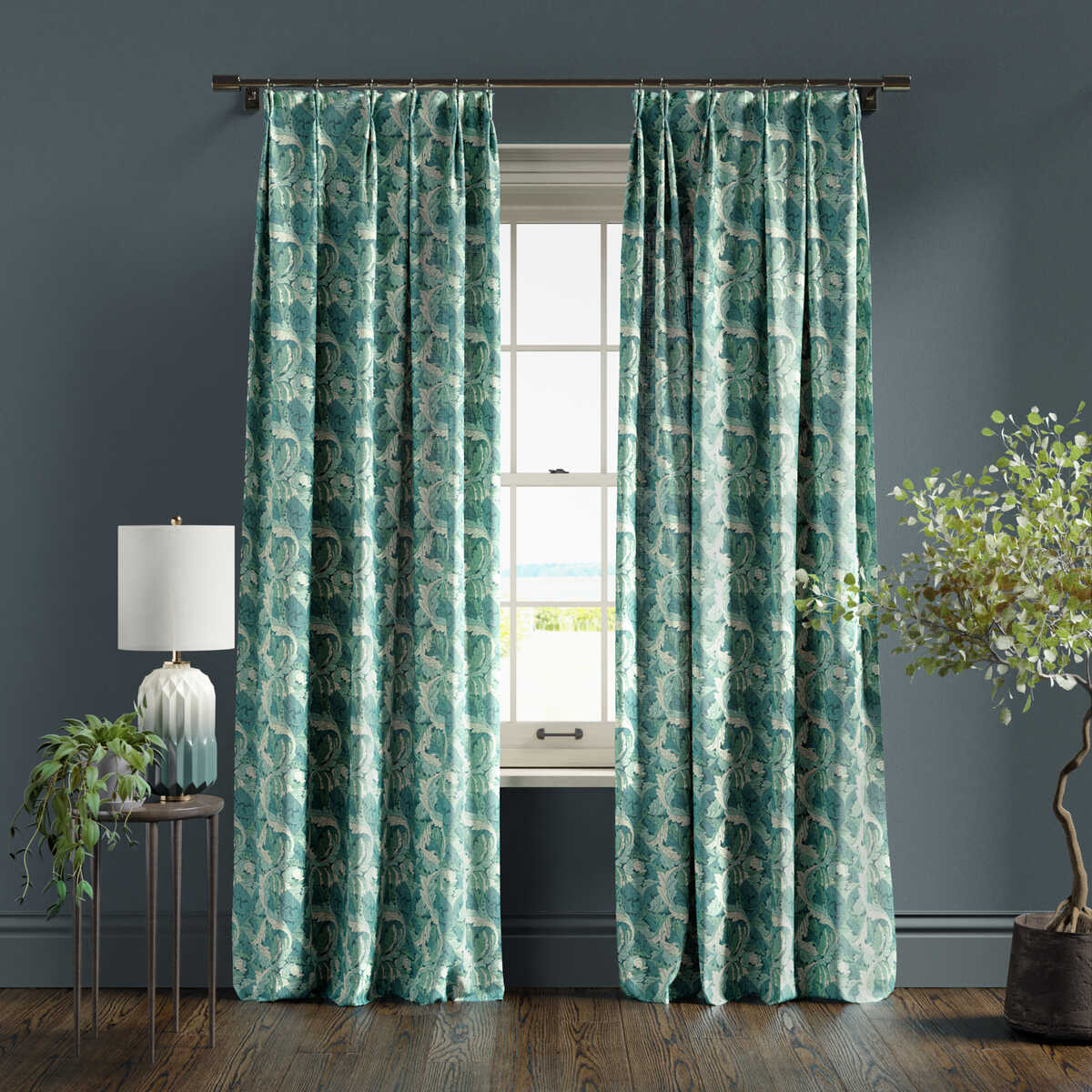Acanthus - Teal - CLARKE AND CLARKE Fabric