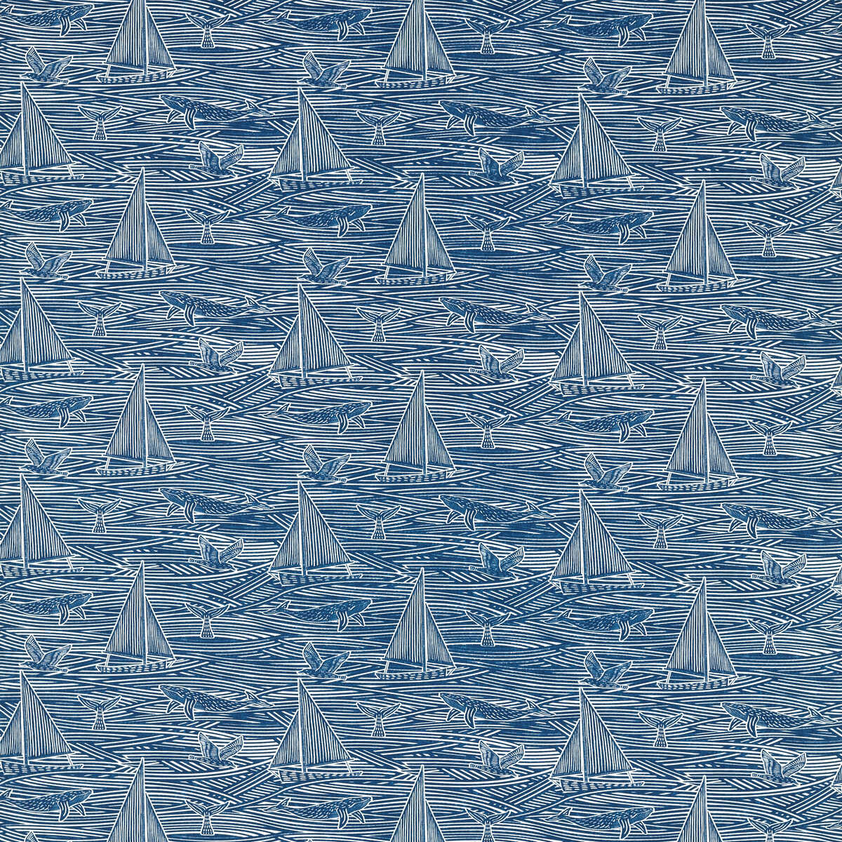 Fin - Navy - CLARKE AND CLARKE Fabric