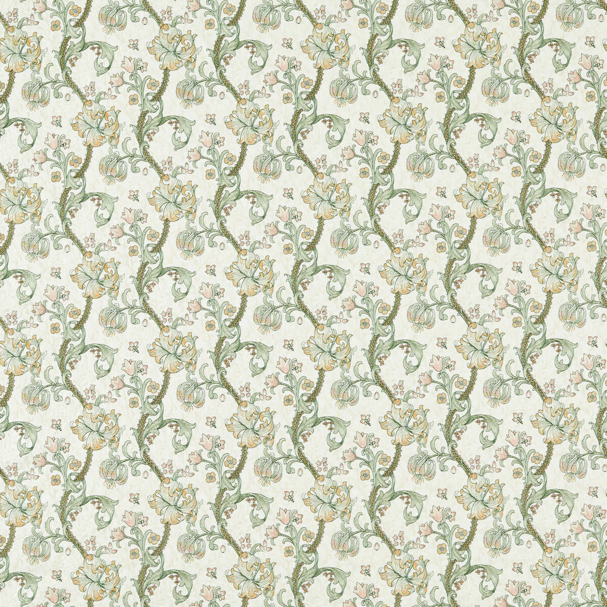 Golden Lily Embroidery - Linen/Blush - CLARKE AND CLARKE Fabric