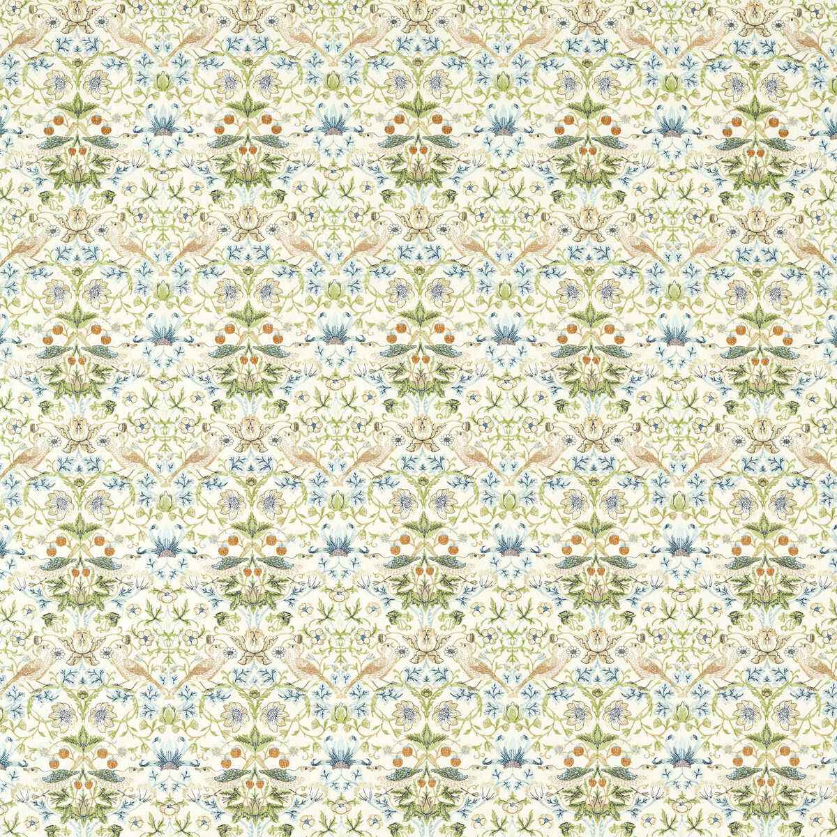 F174501cac0 Strawberry Thief Embroidery Apple Blue Clarke And Clarke Fabric