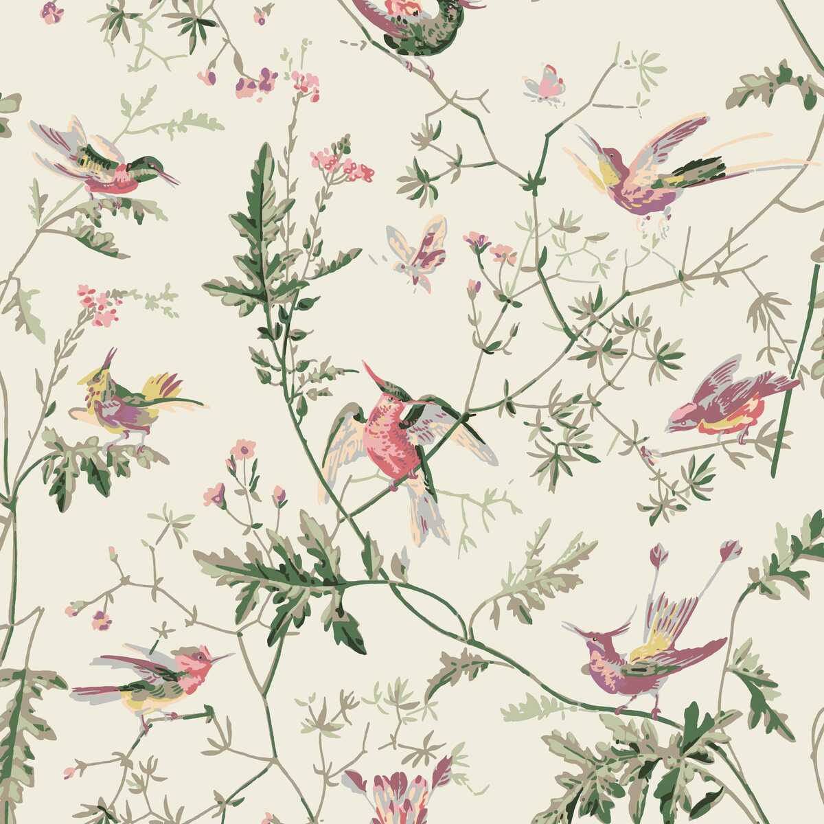 Hummingbirds Cotton Print - Classic Multi - COLE & SON Fabric