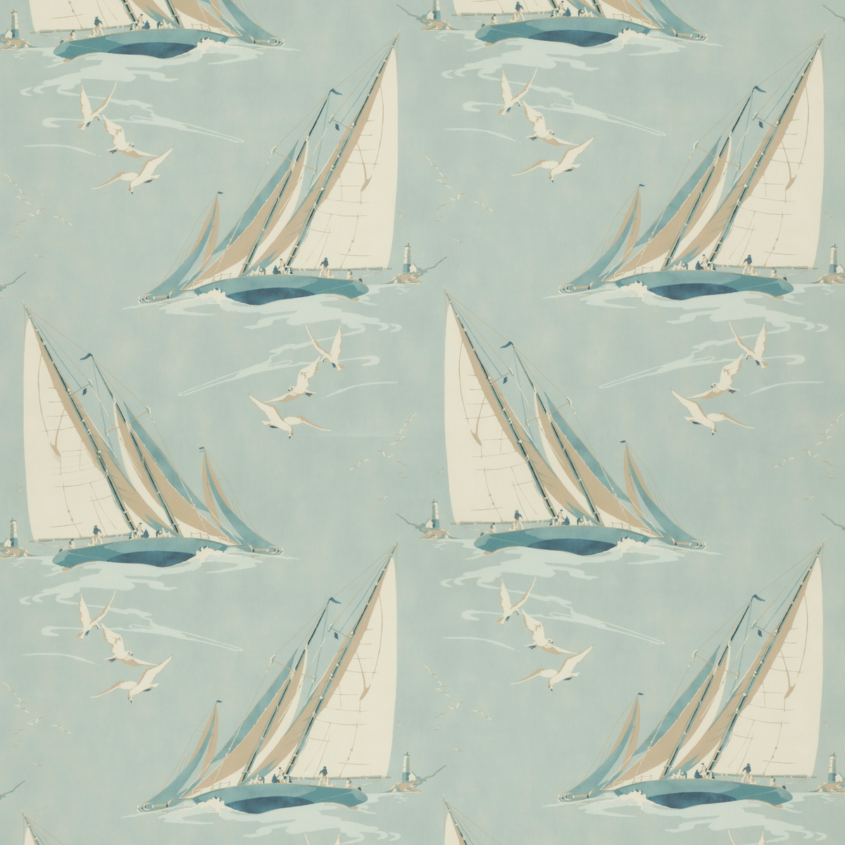 Round The Island - Blue - Mulberry Fabric