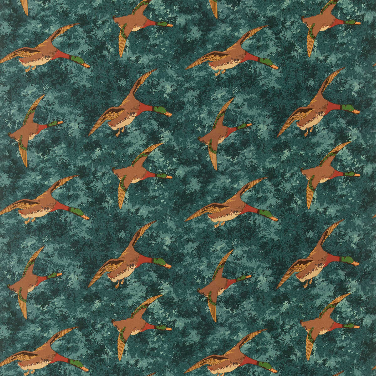 Forest Ducks Velvet - Teal - MULBERRY Tela