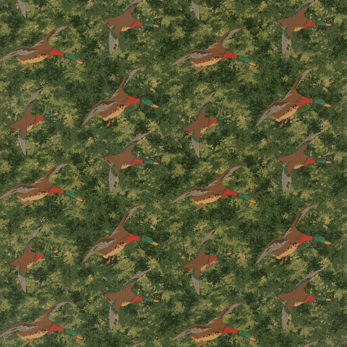 Forest Ducks Velvet - Emerald - MULBERRY Fabric