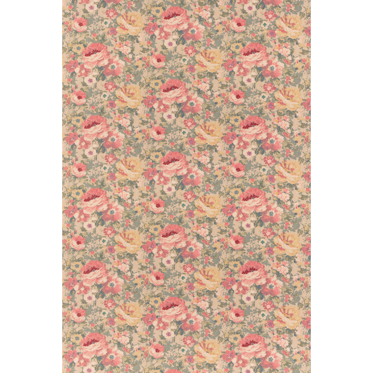 Floral Tapestry - Red/Green - FD2033.V90.0 - Mulberry Fabric - Mulberry Fabric