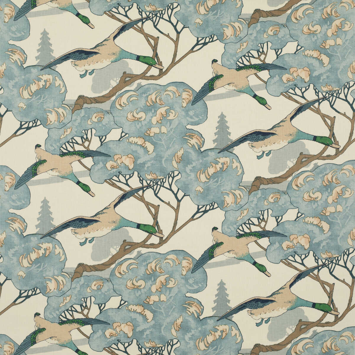 Flying Ducks - Blue - MULBERRY Tela