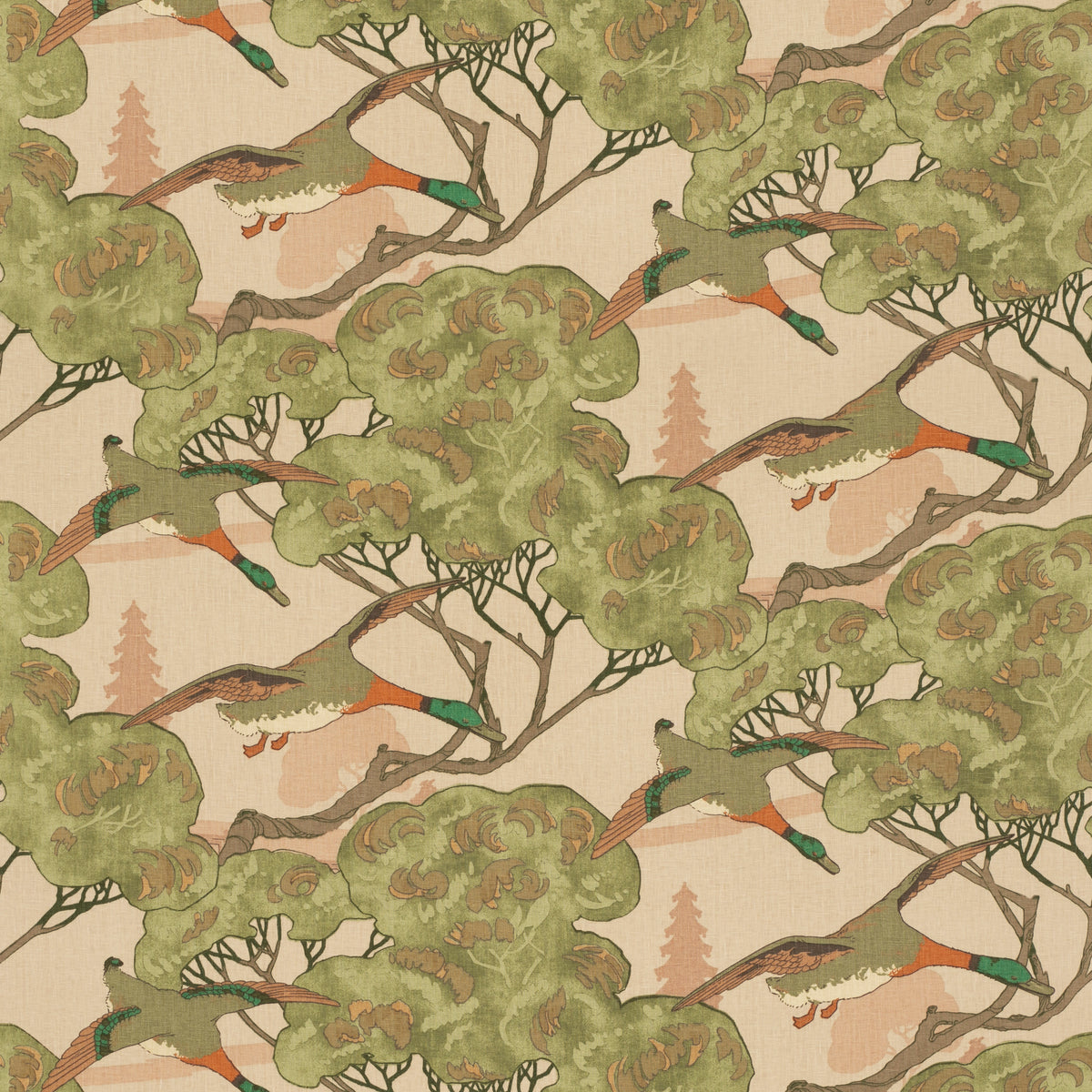 Flying Ducks - Plaster - FD205.H150.0 - Mulberry Fabric