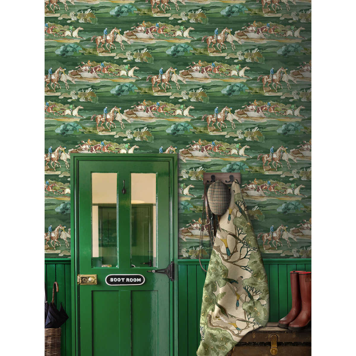 Flying Ducks - Emerald - MULBERRY Fabric