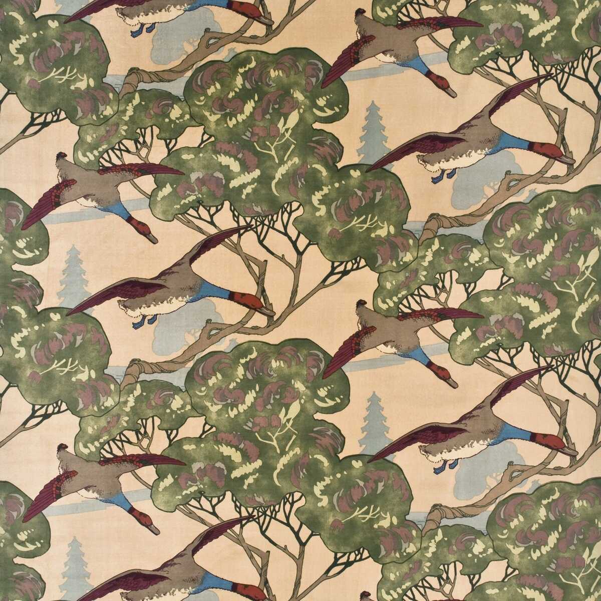 Flying Ducks Velvet - Camel - MULBERRY Tela