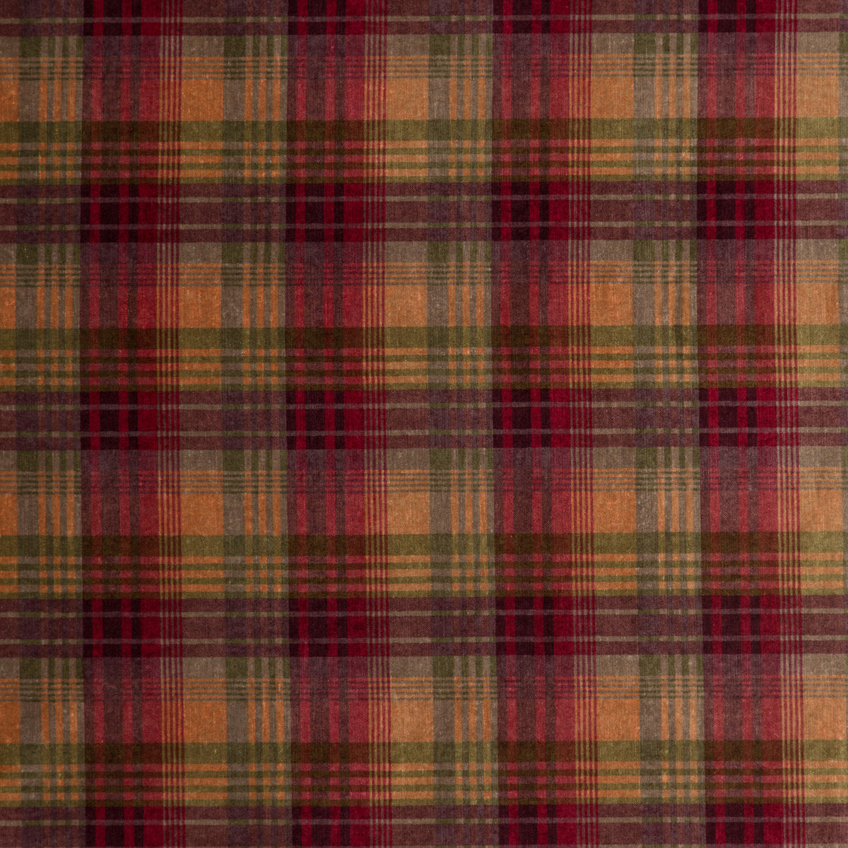 Velvet Ancient Tartan - Plum - FD274.H113.0 - Mulberry Fabric - Mulberry Fabric