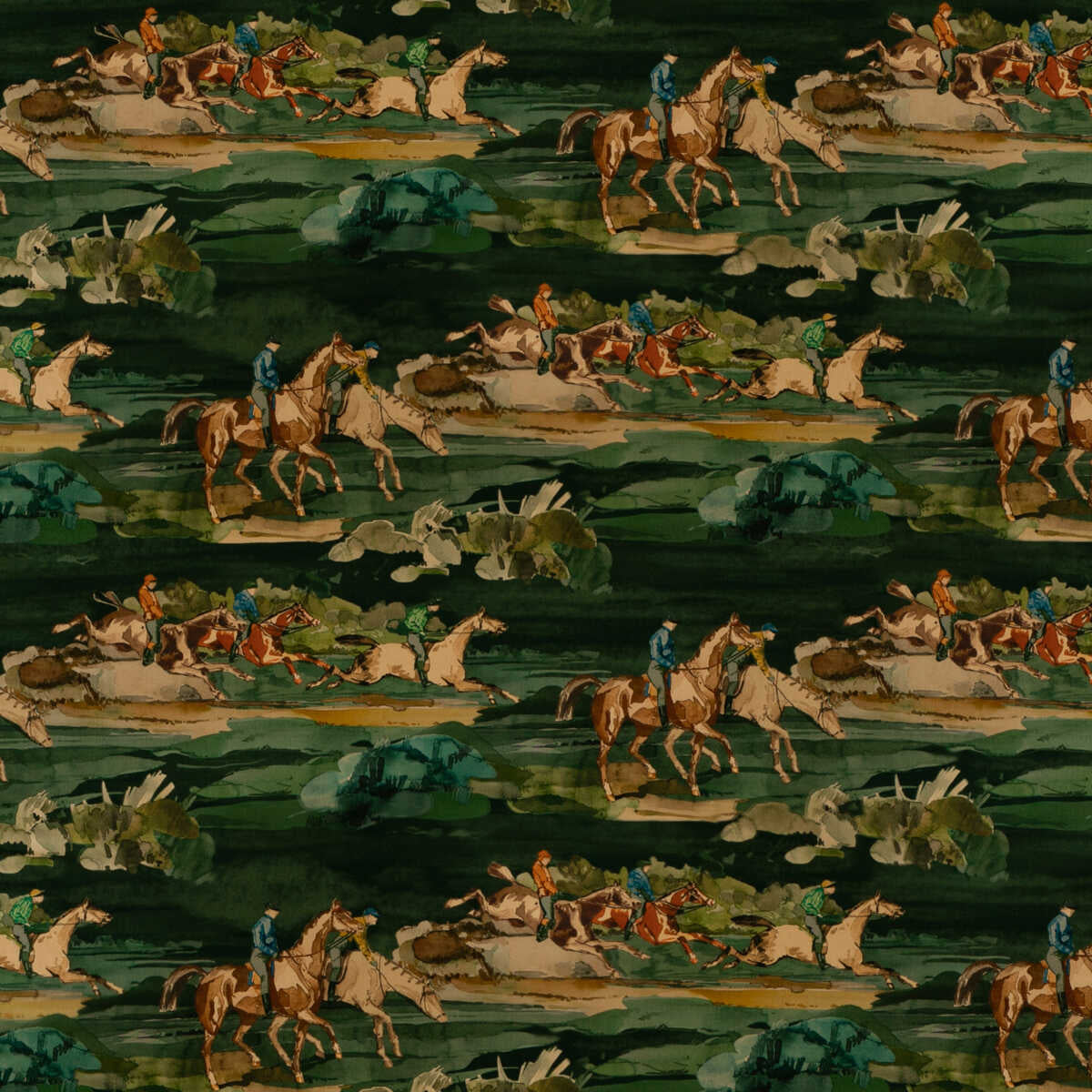 Morning Gallop Velvet - Teal - MULBERRY Fabric