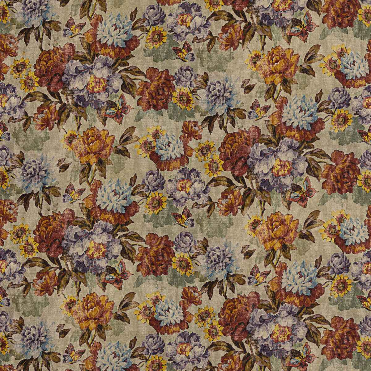 Fd306v540 Botanica Red Plum Mulberry Fabric - MULBERRY Fabric