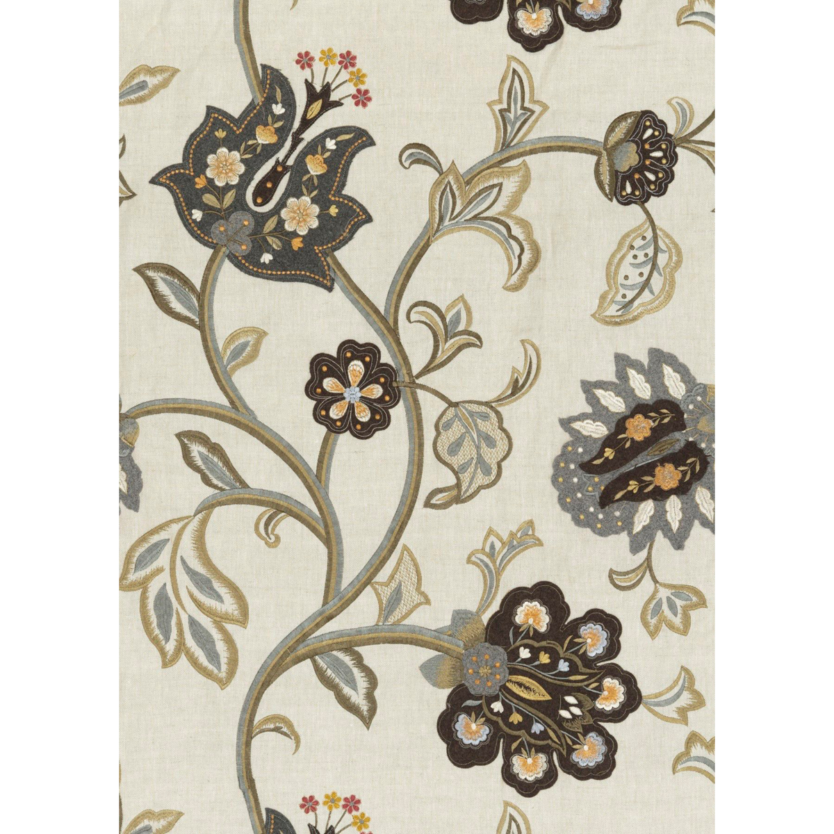 Floral Fantasy - Woodsmoke - Mulberry Fabric