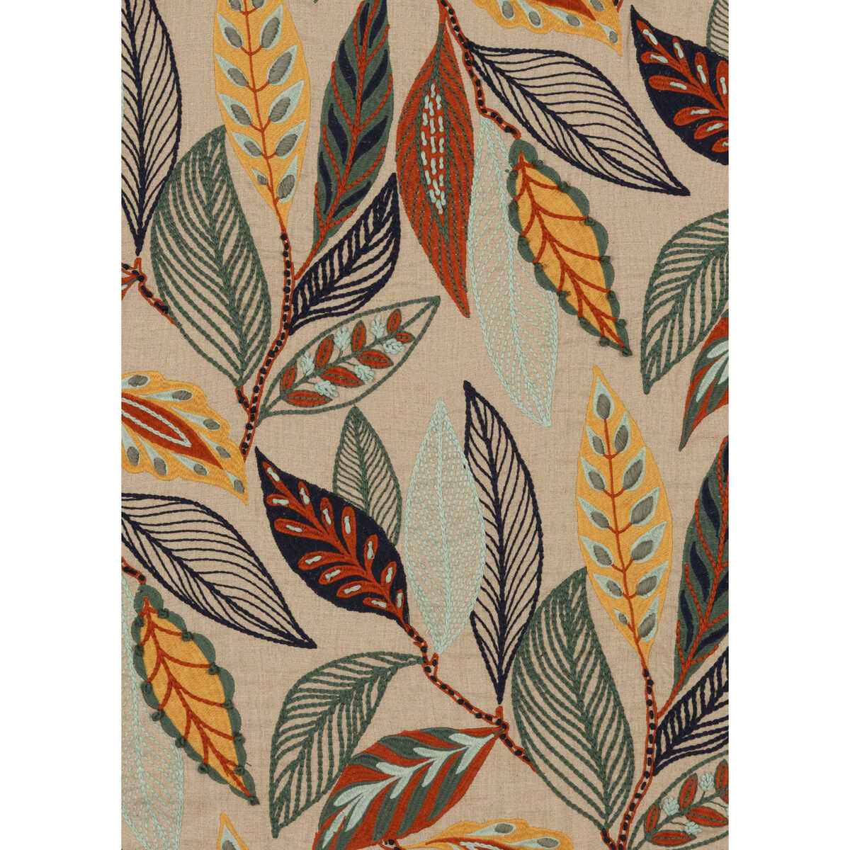 Fd766h430 Forest Leaves Indigo Teal Mulberry Fabric