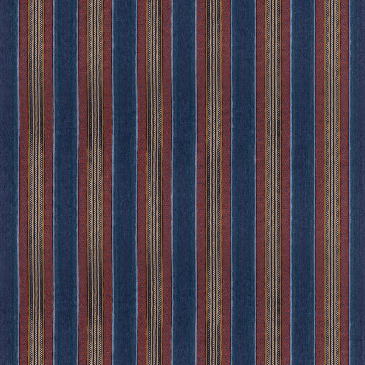 Westerly Stripe - Indigo/Red - FD827.G103.0 - Mulberry Fabric