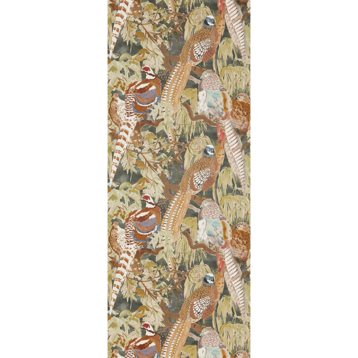 Game Birds - Charcoal - Mulberry Wallpaper