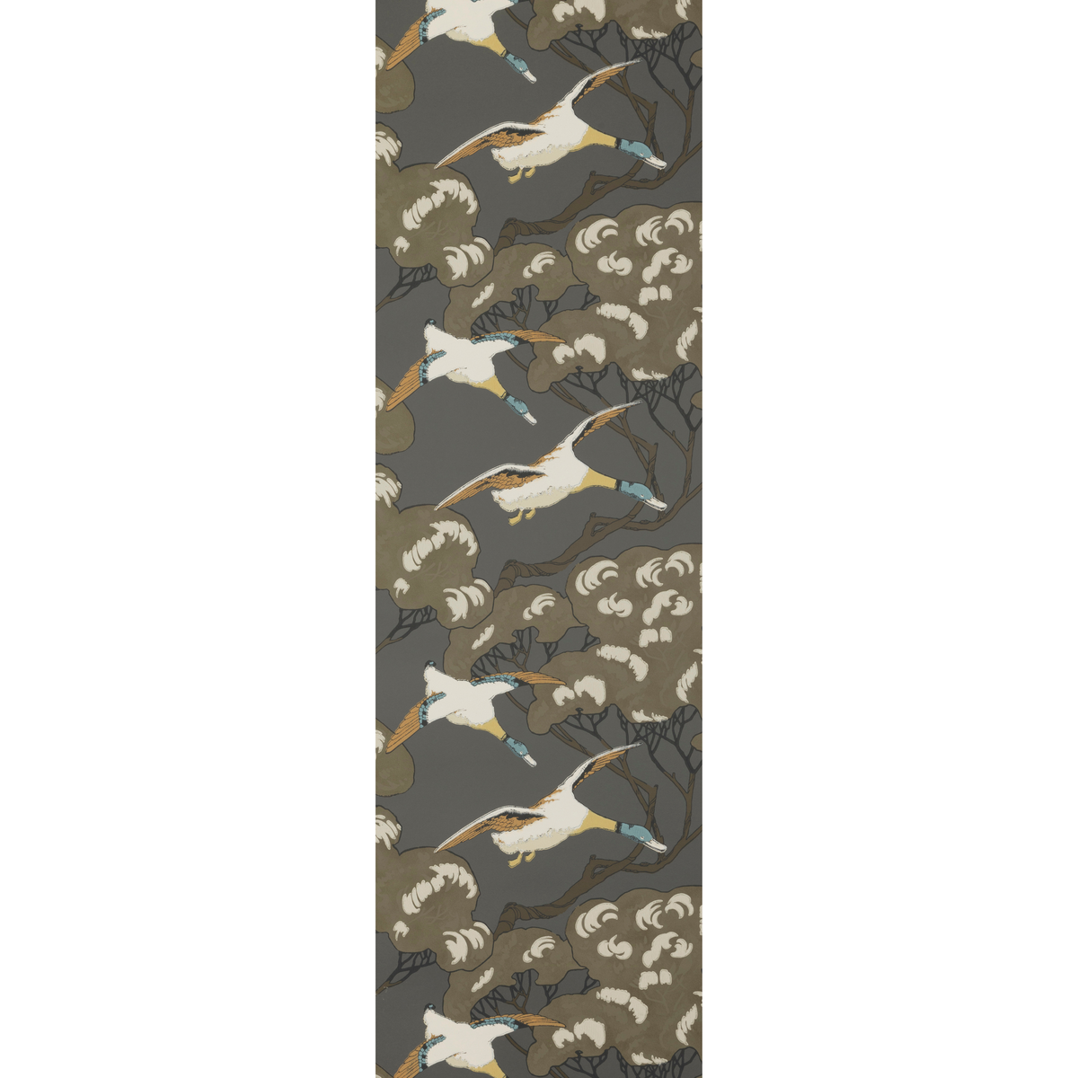 Flying Ducks - Charcoal - Mulberry Wallpaper