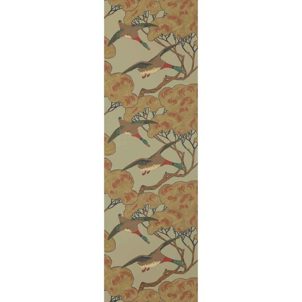 Fg090h220 Flying Ducks Sky Moss Mulberry Wallpaper