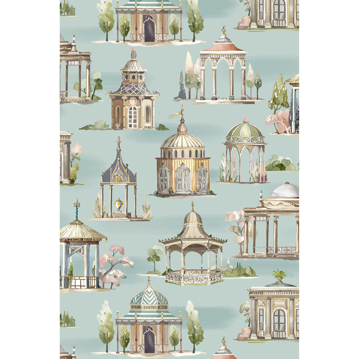 Follies - Aqua - Mulberry Wallpaper