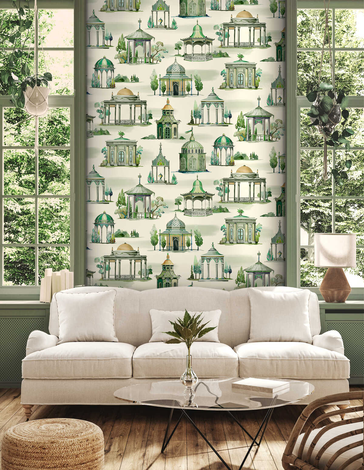 Follies - Emerald - MULBERRY Wallpaper