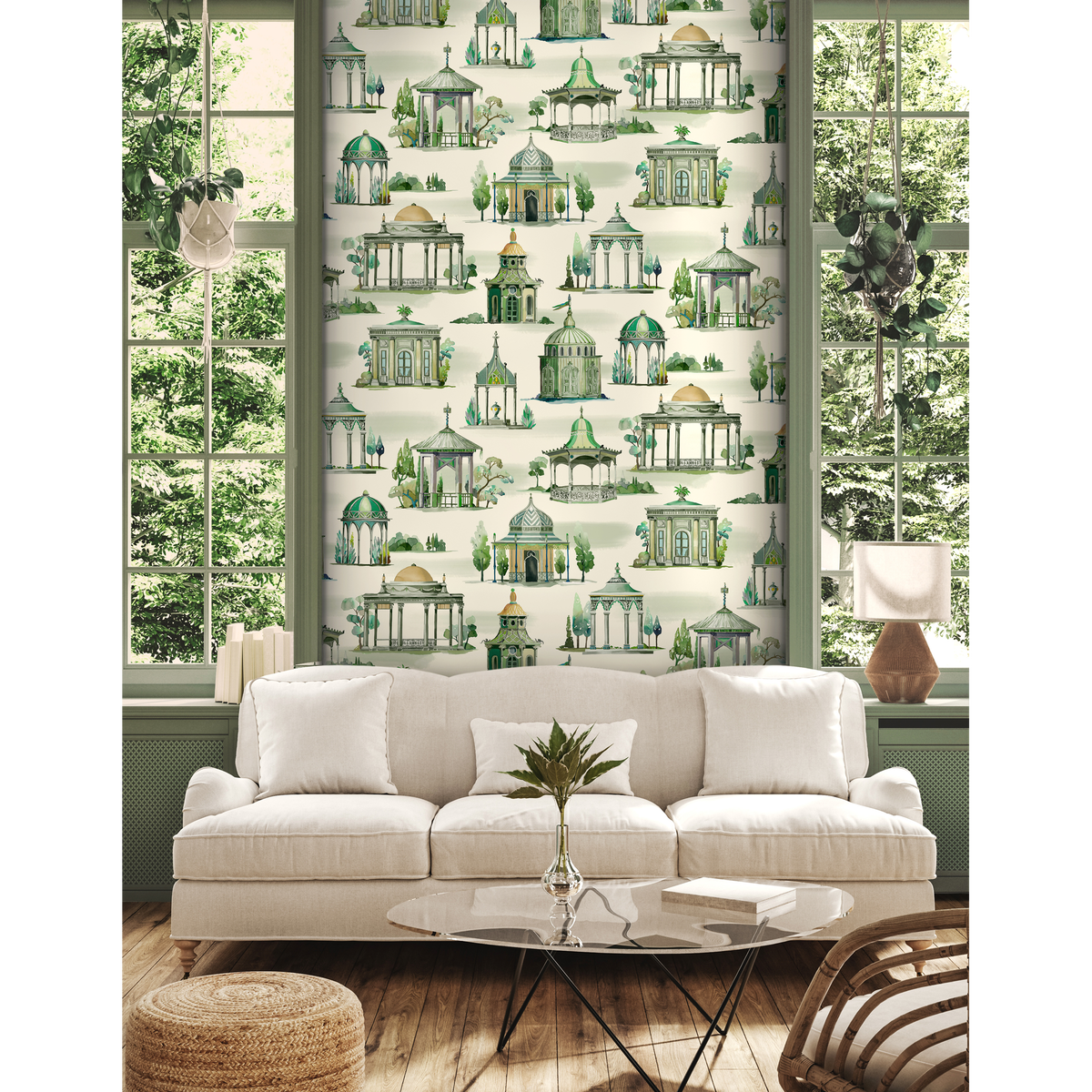 Follies - Emerald - Mulberry Wallpaper
