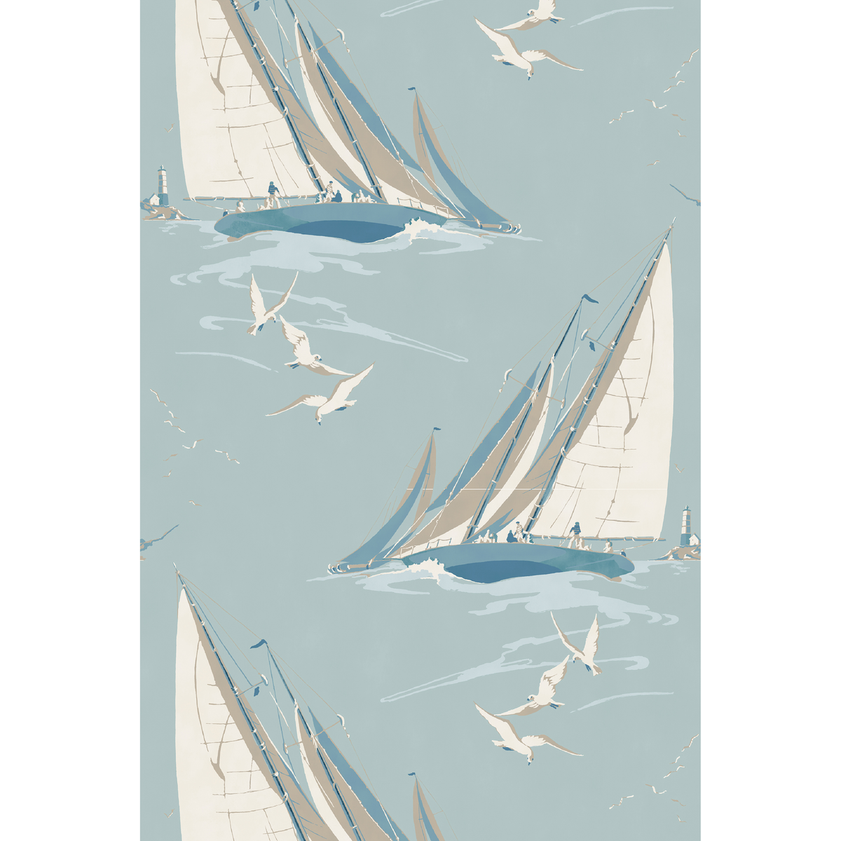 Round The Island - Blue - Mulberry Wallpaper