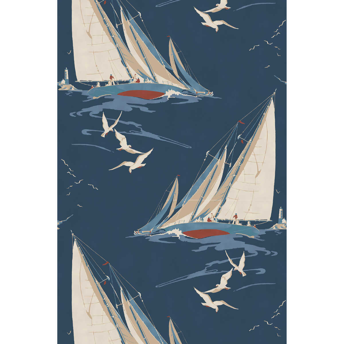 Round The Island - Indigo - MULBERRY Wallpaper