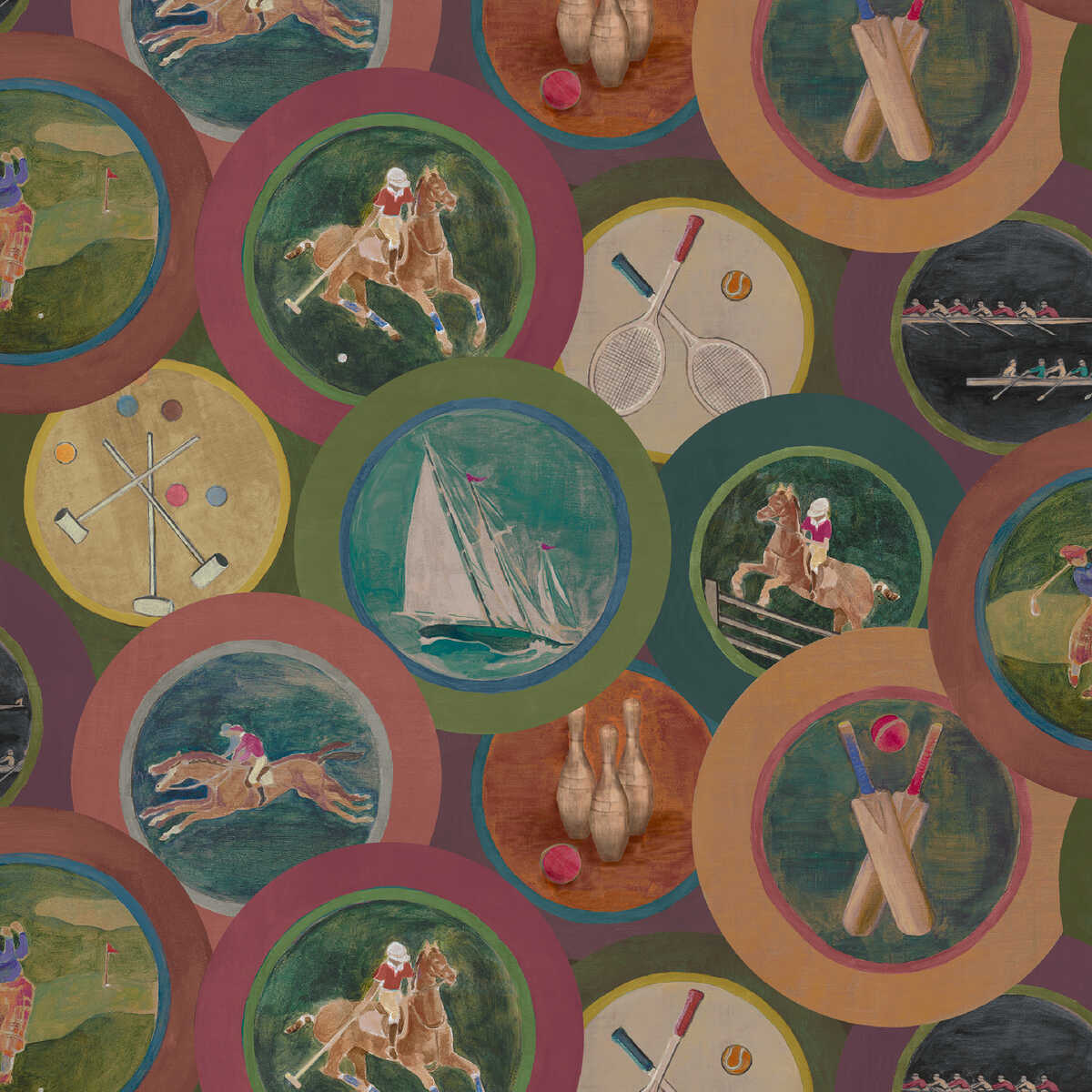 Sporting Life - Plum - MULBERRY Wallpaper