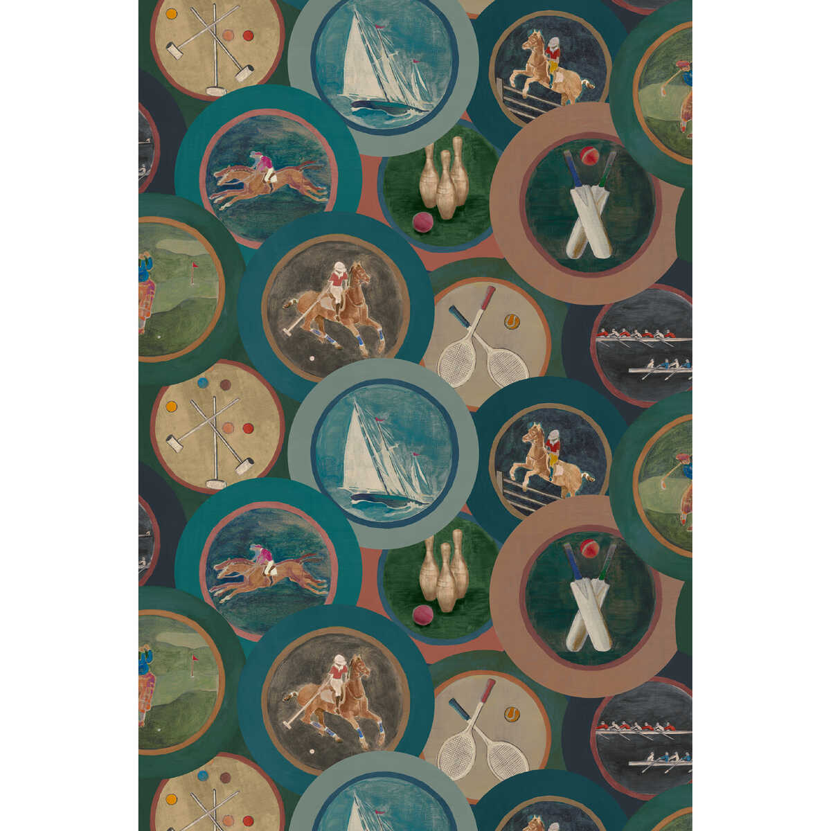 Sporting Life - Teal - MULBERRY Wallpaper