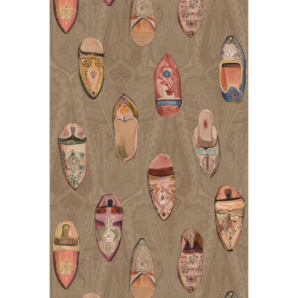 Babouches - Antique - Mulberry Wallpaper