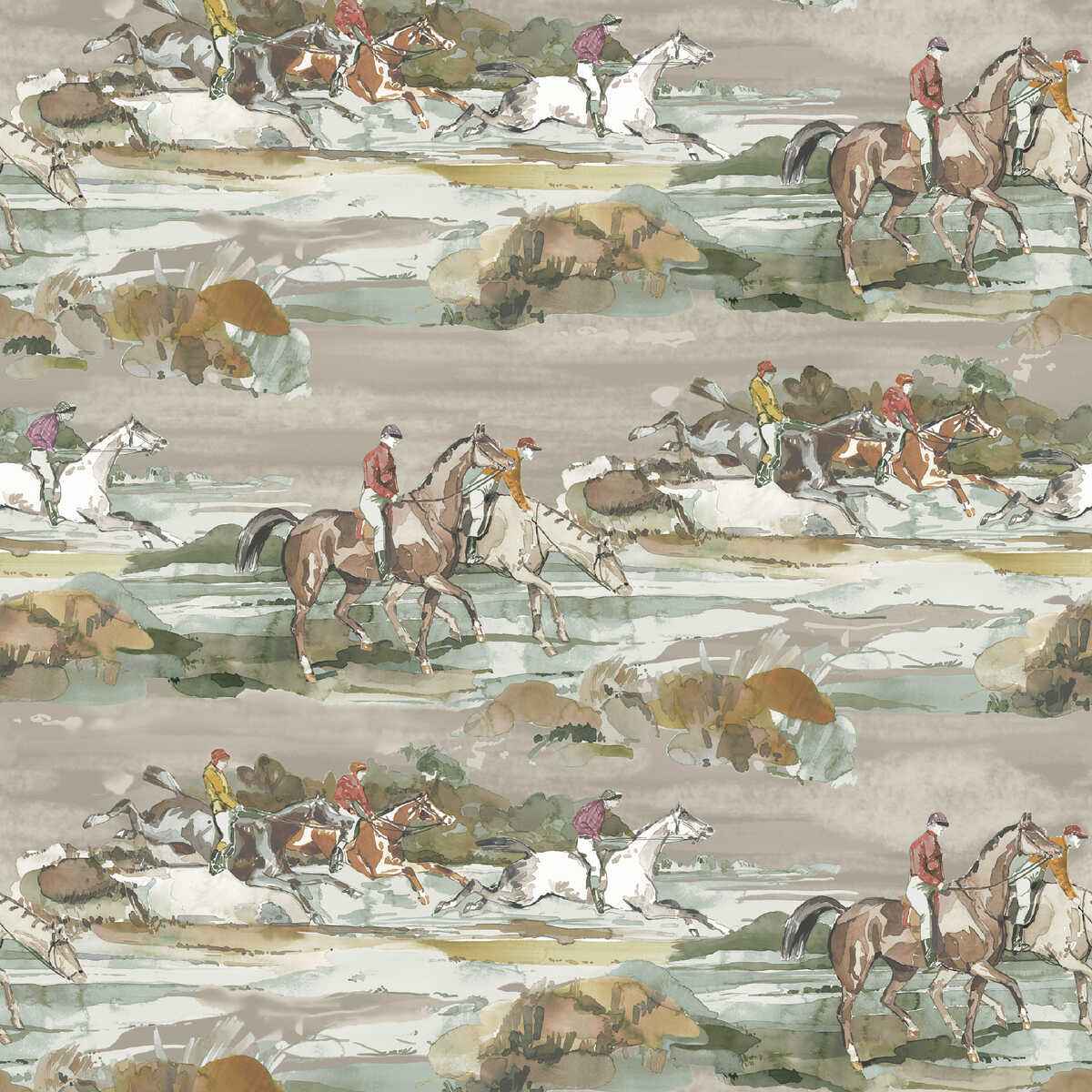 Fg097a460 Morning Gallop Grey Sand Mulberry Wallpaper