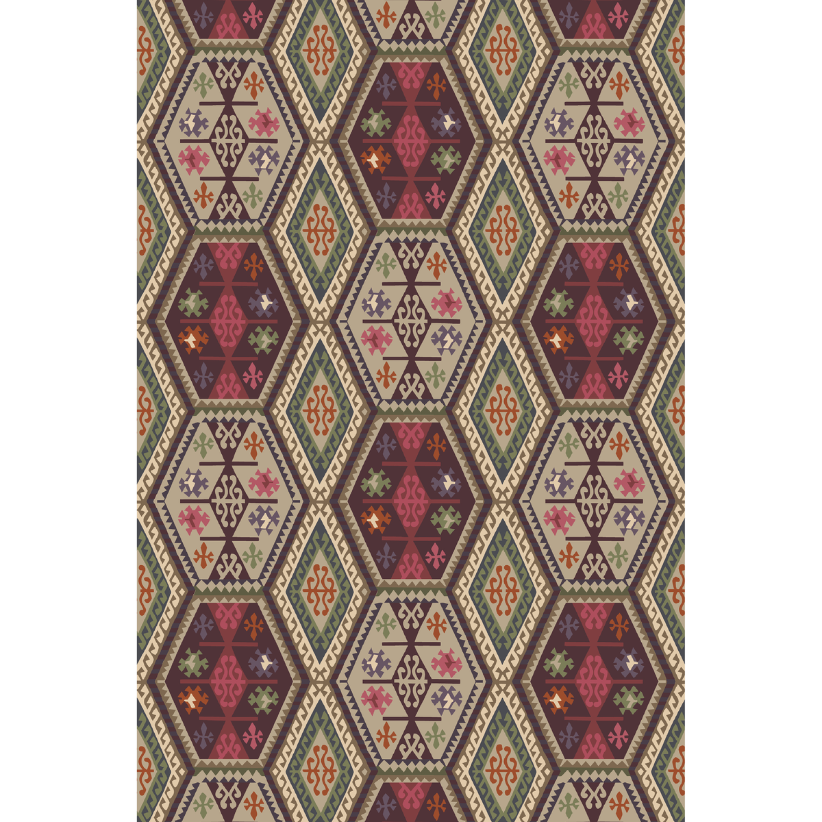 Buckland - Red/Plum - Mulberry Wallpaper