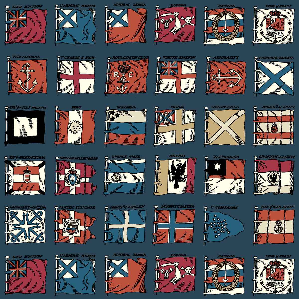 Fg099g1030 Naval Ensigns Indigo Red Mulberry Wallpaper
