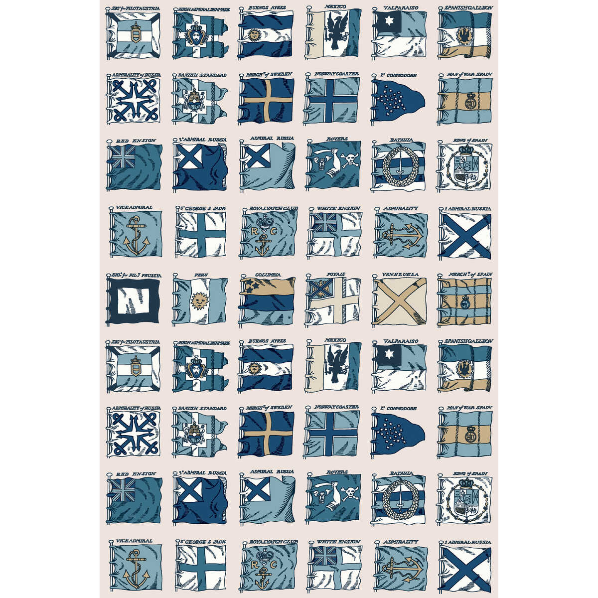 Naval Ensigns - Blue - MULBERRY Papel pintado