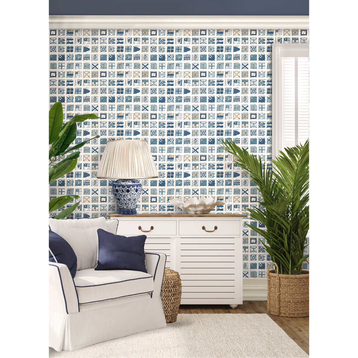 Naval Ensigns - Blue - Mulberry Wallpaper