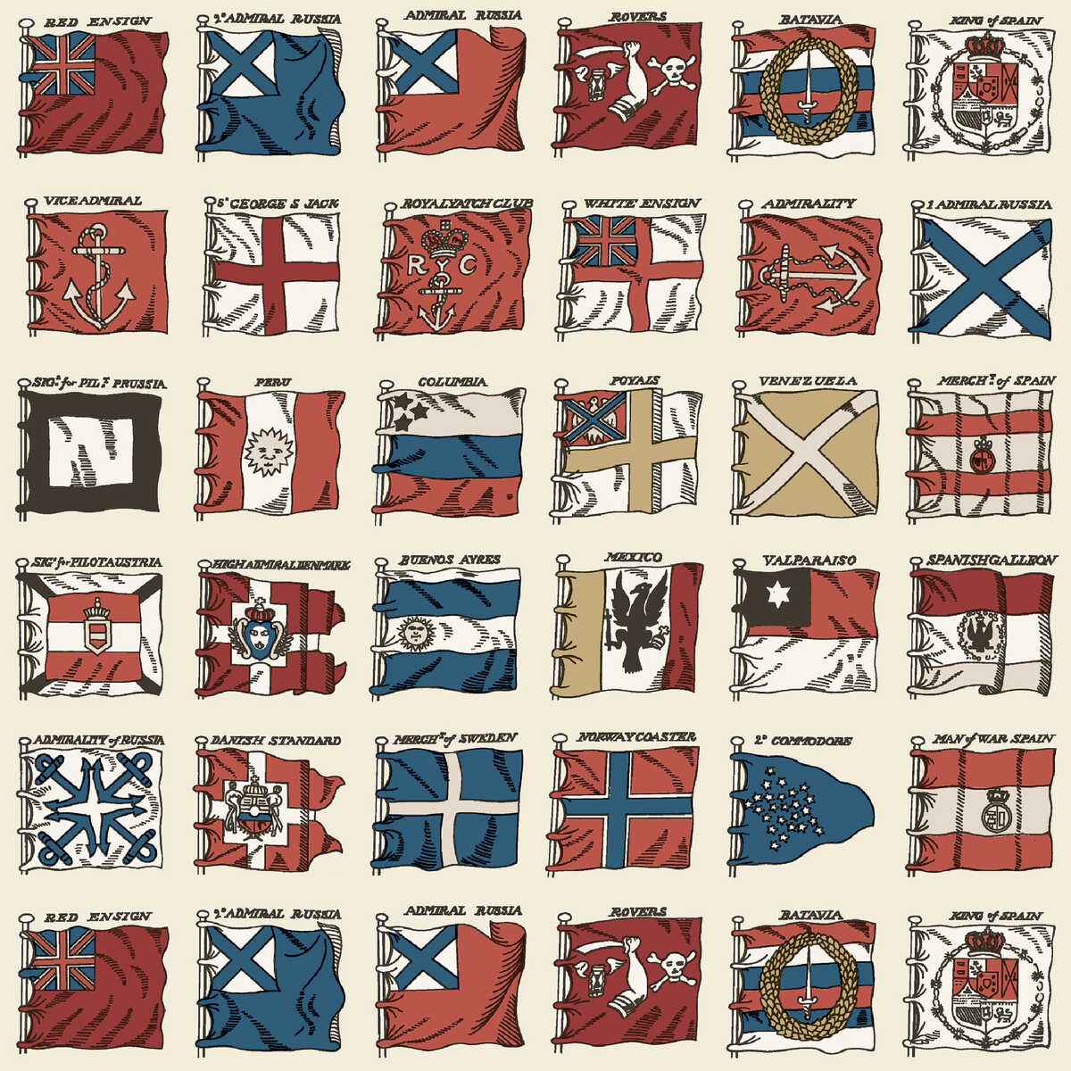 Fg099v1100 Naval Ensigns Red Blue Mulberry Wallpaper