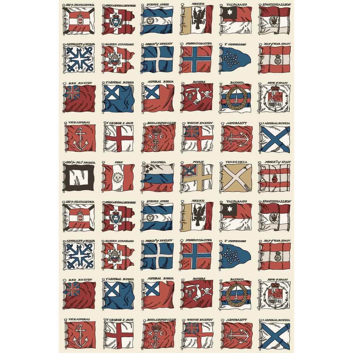 Fg099v1100 Naval Ensigns Red Blue Mulberry Wallpaper - MULBERRY Wallpaper