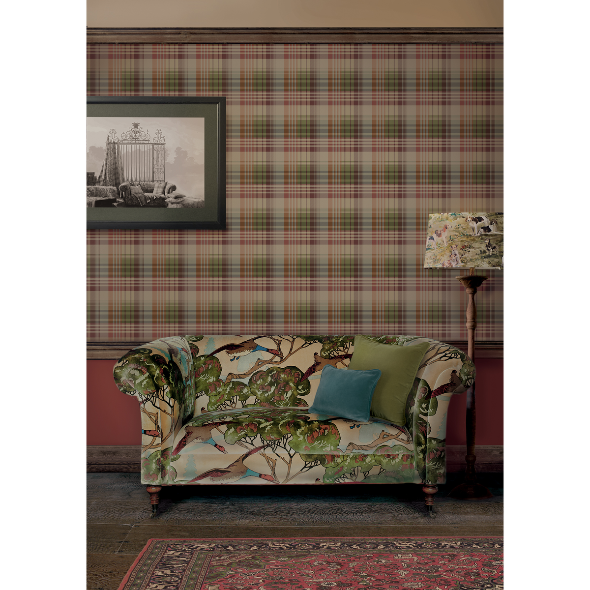 Mulberry Ancient Tartan - Red/Plum - Mulberry Wallpaper