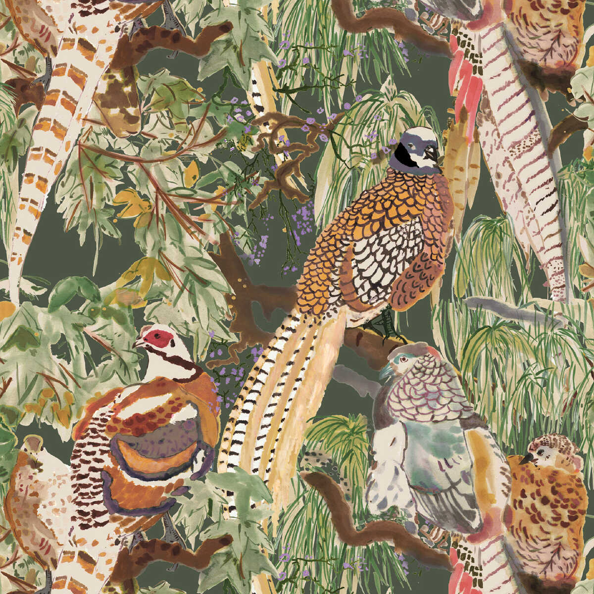 Game Birds - Forest - MULBERRY Papel pintado